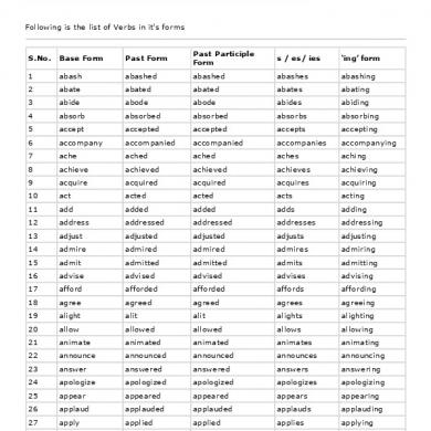 english verb list